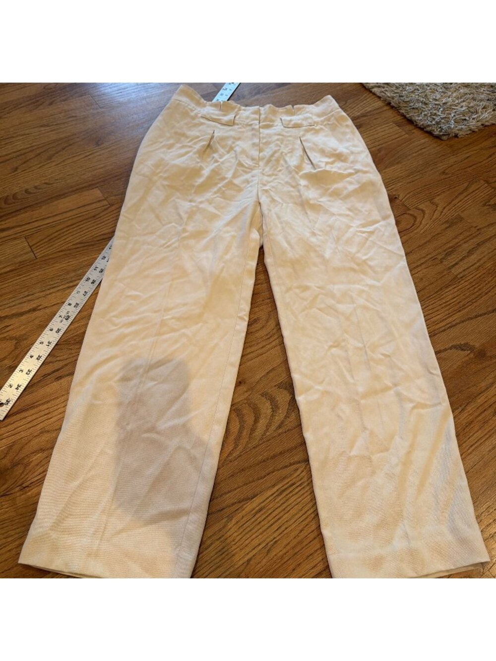 CHICO'S WOMENS 0R US 4R TAN PANTS PAPER BAG WAIST TAPERED ANKLE
